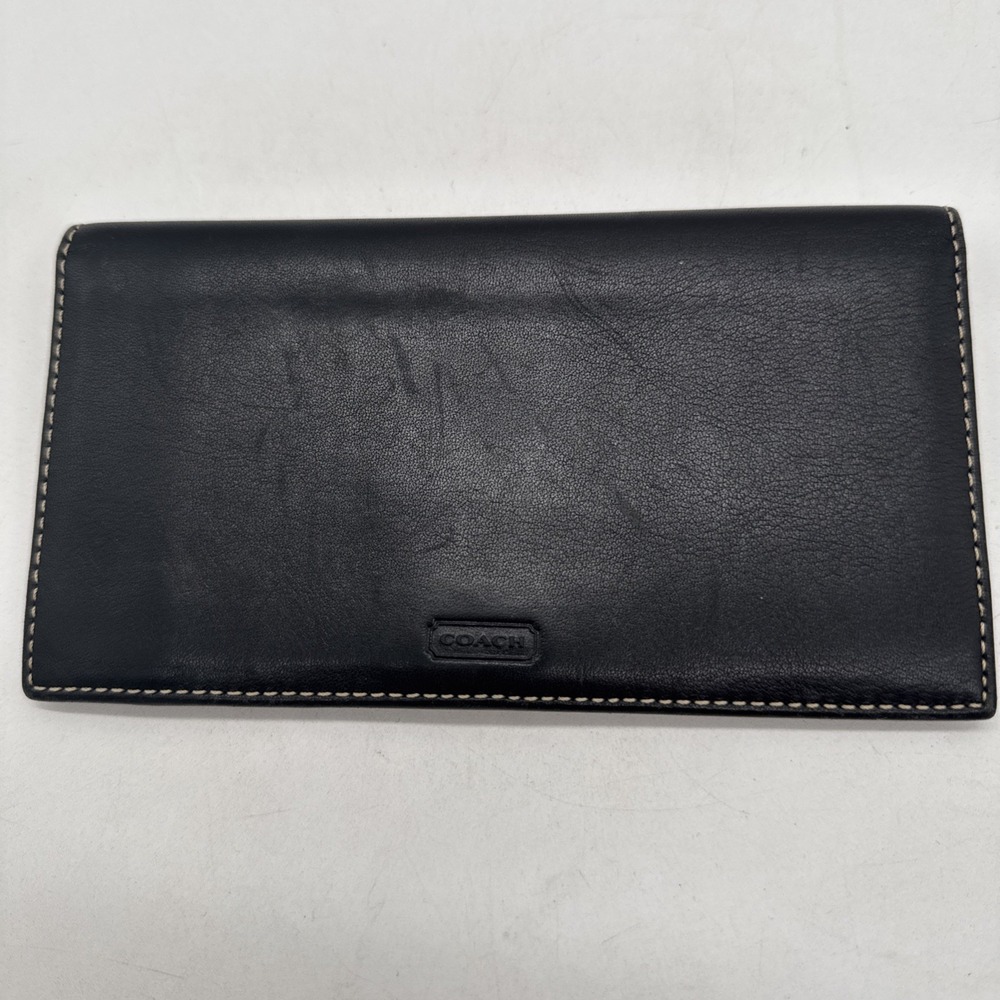 Coach Black Leather Checkbook Cover Vintage